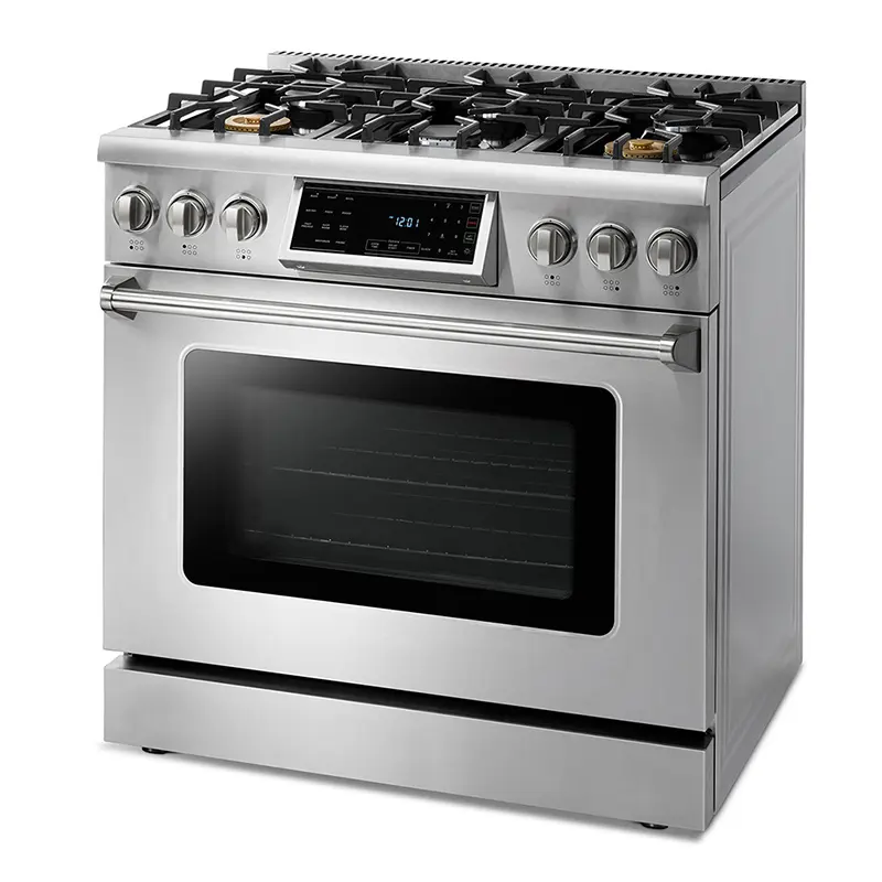 36-inch gas range in stainless steel meets your high-end cooking needs