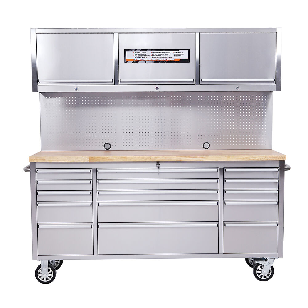 HTC7218W 72 inch 18 Drawers Tool Chest with Upper Cabinet and Pegboard