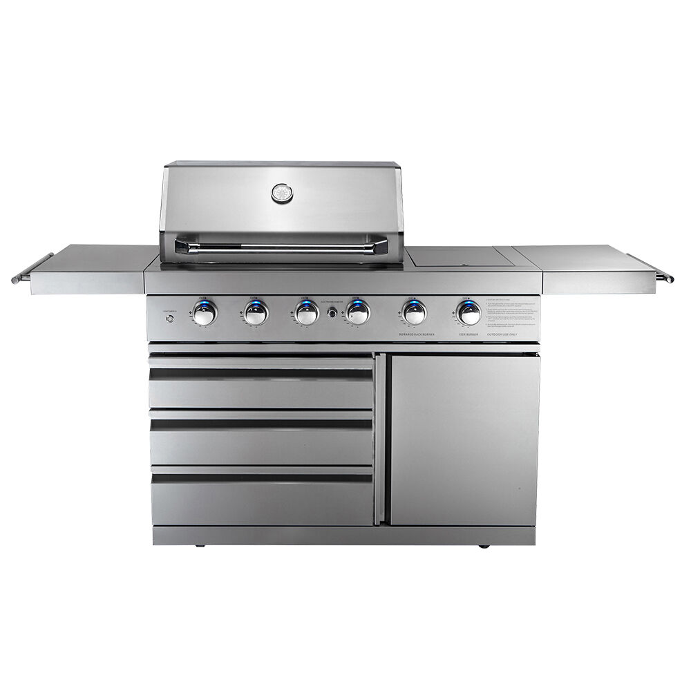 HGG4804B Outdoor Freestanding Gas Grill with 4MB & 1SB & 2 Shelves
